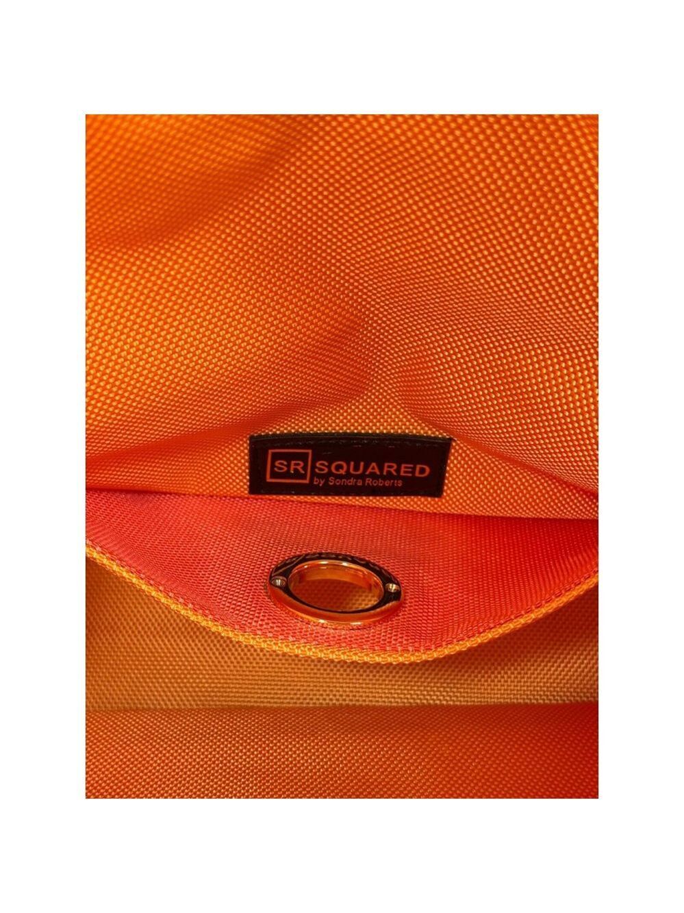 SR Squared Sondra Roberts Large Reversible Tote orange with Wristlet pouch - Picture 7 of 15